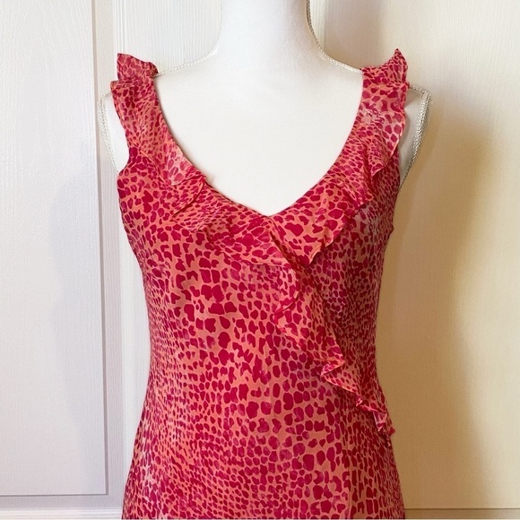 Ann Taylor Pink Silk Animal Print Shift Dress Size 8 - Picture 2 of 13